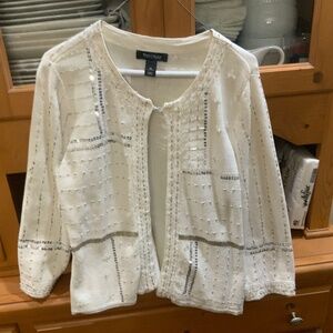 White/Black Market beaded cardigan